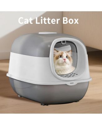 Modern Enclosed Cat Litter Box in Grey