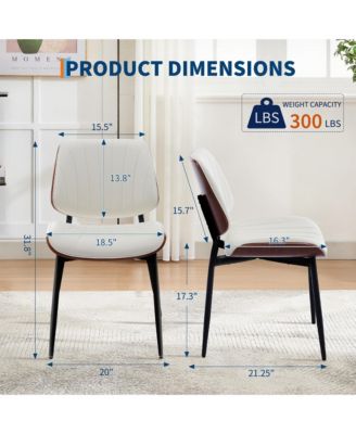 Mid Century Modern Retro PU Leather Dining Chairs Set, Bentwood Back Kitchen Chairs with Sturdy Metal Legs