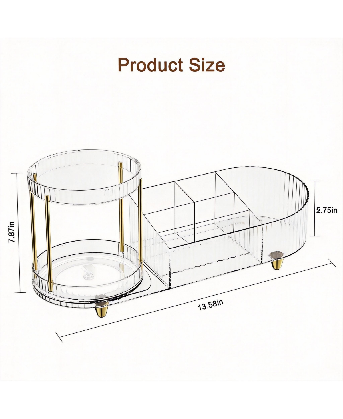 Yigii 360 Silent Rotating Makeup Organizer: 2 Perfume Trays, 5 Compartments, Multi-Use