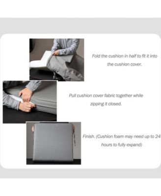 Outdoor Chair Cushions, Fade-Resistant Polyester with Removable Cover and Ties, Set of 2, 25"x25"x2.5"