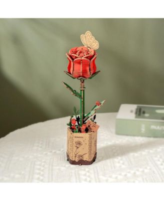 DIY 3D Wood Puzzle Red Rose 106pcs