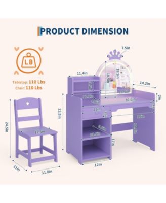 2-in-1 Princess Vanity Set with Makeup Desk & Chair Combo – Perfect Gift for Girls