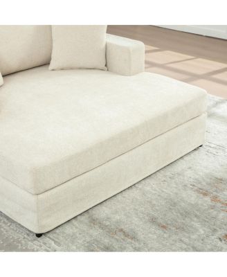 Extra-Large Sofa Bed, Chenille Linen Fabric, Sturdy Metal Legs