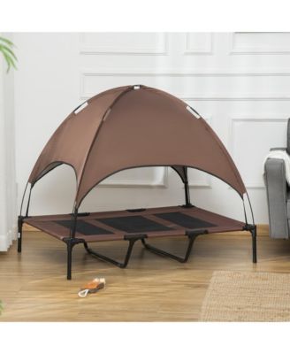 48" Coffee Outdoor Elevated Pet Bed with Canopy