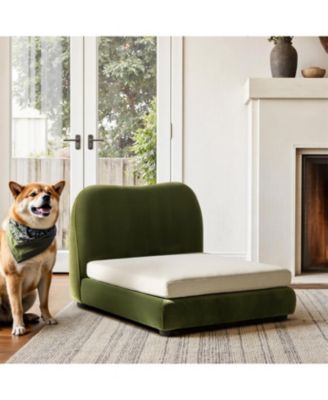 Roman Modern Pet Sofa - Olive Green Performance Velvet for Dogs & Cats