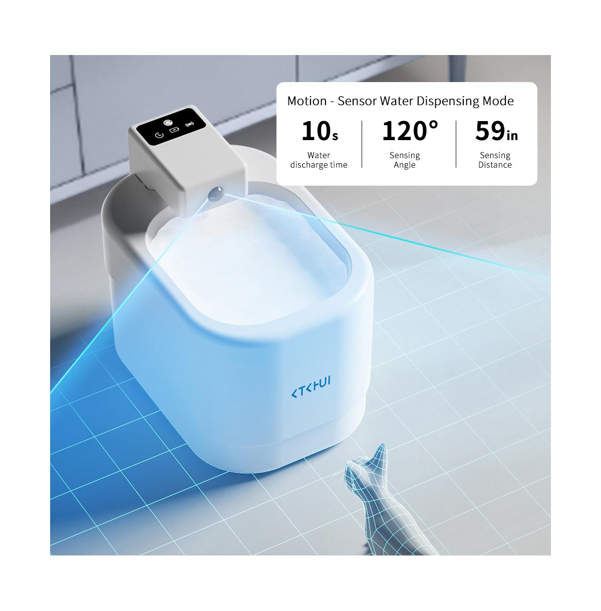 Aostirmotor Smart Sensor Pet Water Fountain, 2000ml/68oz Automatic Dispenser for Cats & Dogs, White