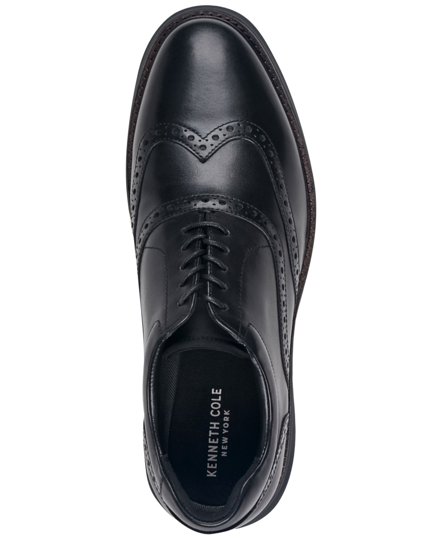 Мужские туфли Kenneth Cole New York Lendal Wingtip Oxford Dress Shoes, цвет: Чёрный кожаный — фото 4