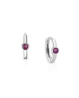 Tiny Blessings Girls Sterling Silver 9mm Birthstone Huggie Hoops Earrings - February 56$