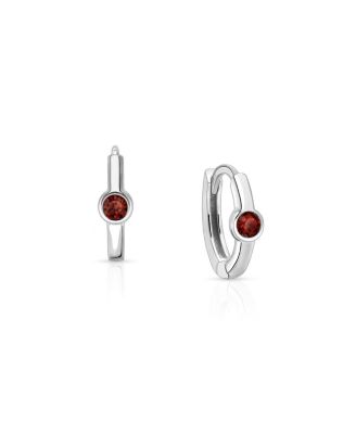 Girl's Sterling Silver 9mm Birthstone Huggie Hoops Earrings