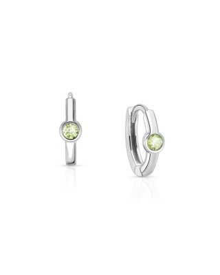 Tiny Blessings Girls Sterling Silver 9mm Birthstone Huggie Hoops Earrings - August 56$