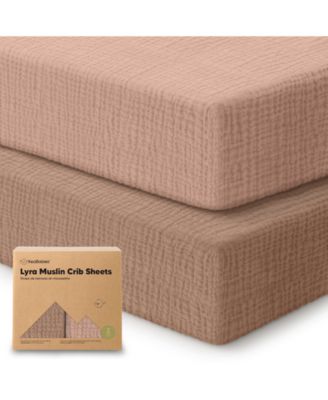 Lyra Muslin Crib Sheets for Boys, Girls, 2pk 52x28 Cotton Baby Crib Mattress Sheets Fitted, Soft, Breathable