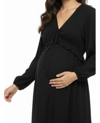 Puff Sleeve Ruffle Midi Dress - Motherhood