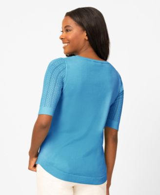 Petite Mixed Cable Round Hem Sweater