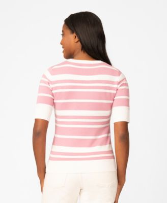 Petite Textured Stripe V-Neck Sweater