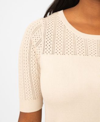 Petite Mixed Cable Round Hem Sweater