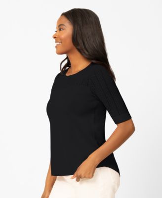 Petite Mixed Cable Round Hem Sweater