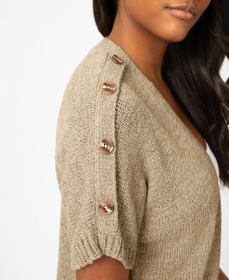 Petite Button Shoulder Flyaway Cardigan Sweater