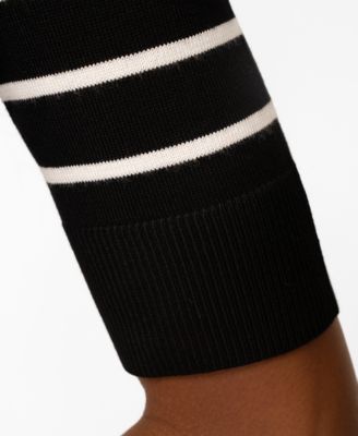 Women's Striped Crew-Neck Elbow-Sleeve Sweater