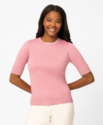 Women's Whip Stitch Elbow-Sleeve Sweater