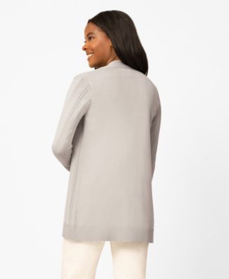 Women's Pointelle Open-Front Long Cardigan Sweater