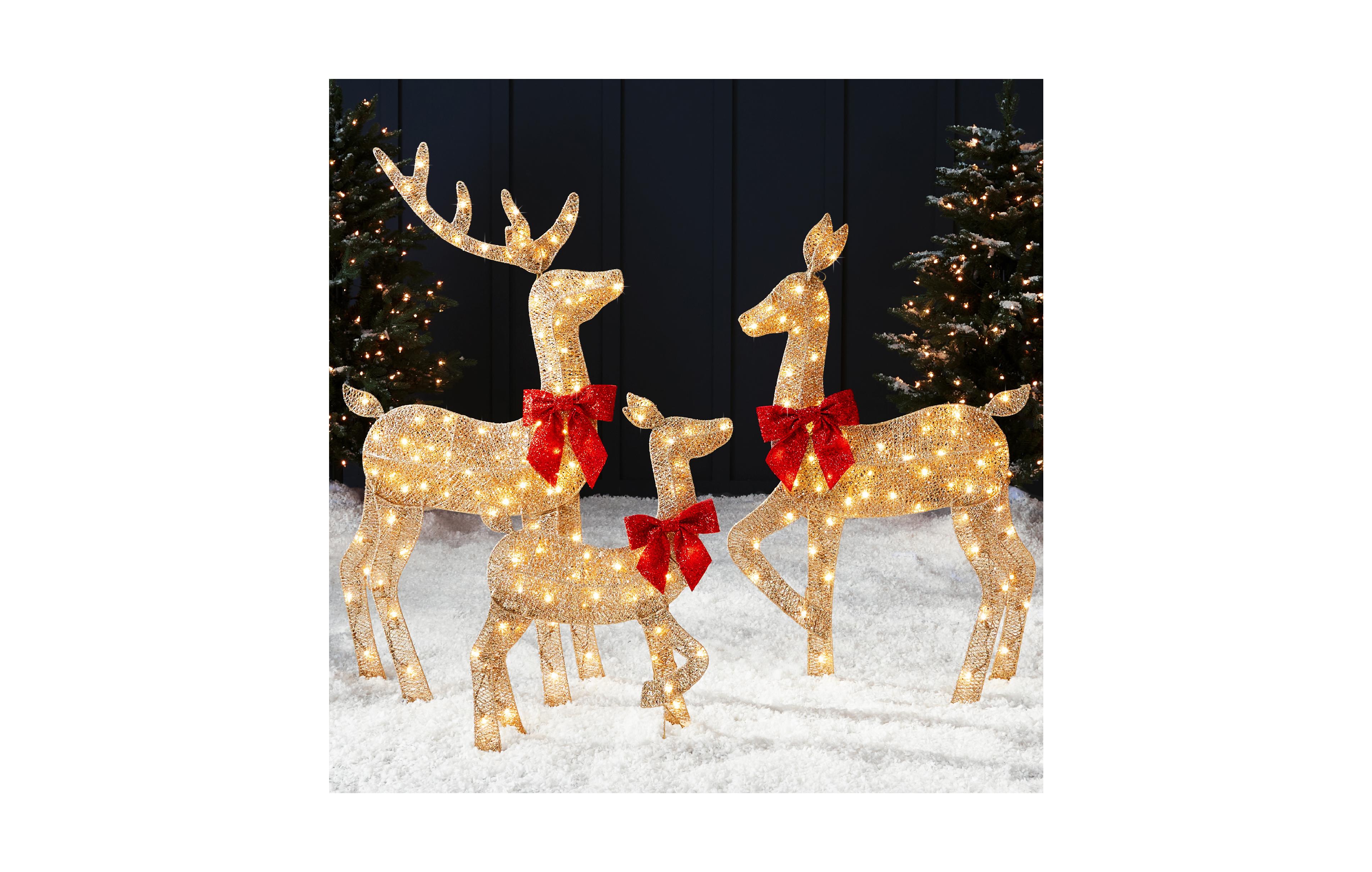 Best Choice Products 4ft 3-Piece Lighted 2D Christmas Deer Set Outdoor Yard Decoration w/ 175 Led Lights, Stakes