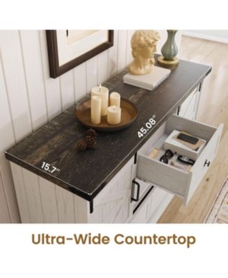 Farmhouse 4-Drawer Dresser, 45" Wooden Chest with Barn Doors, Rustic Storage Organizer Bedroom Dresser