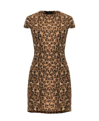 Women's Short Beaded Cap Sleeve Dress with Round Neck