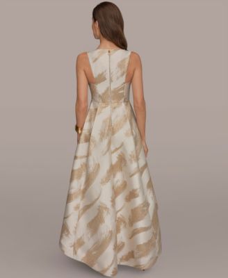 Women's V-Neck High-Low Jacquard Gown