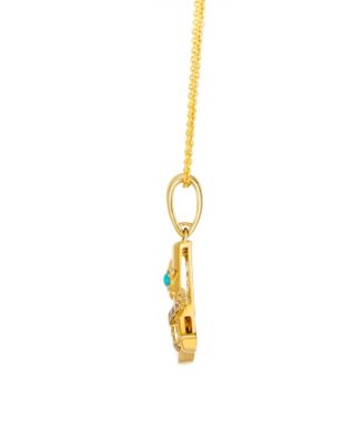 Turquoise (3/100 ct. t.w.) & Nude Diamond (7/100 ct. t.w.) Pendant Necklace in 14k Honey Gold