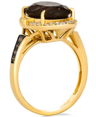 Smokey Quartz (4-13/20 ct. t.w.), Chocolate Diamond (1/10 ct. t.w.) & Nude Diamond (1/5 ct. t.w.) Ring in 14k Honey Gold