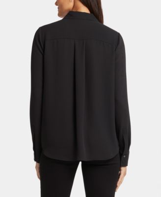 Women's Tuxedo Long Sleeve Collared Top