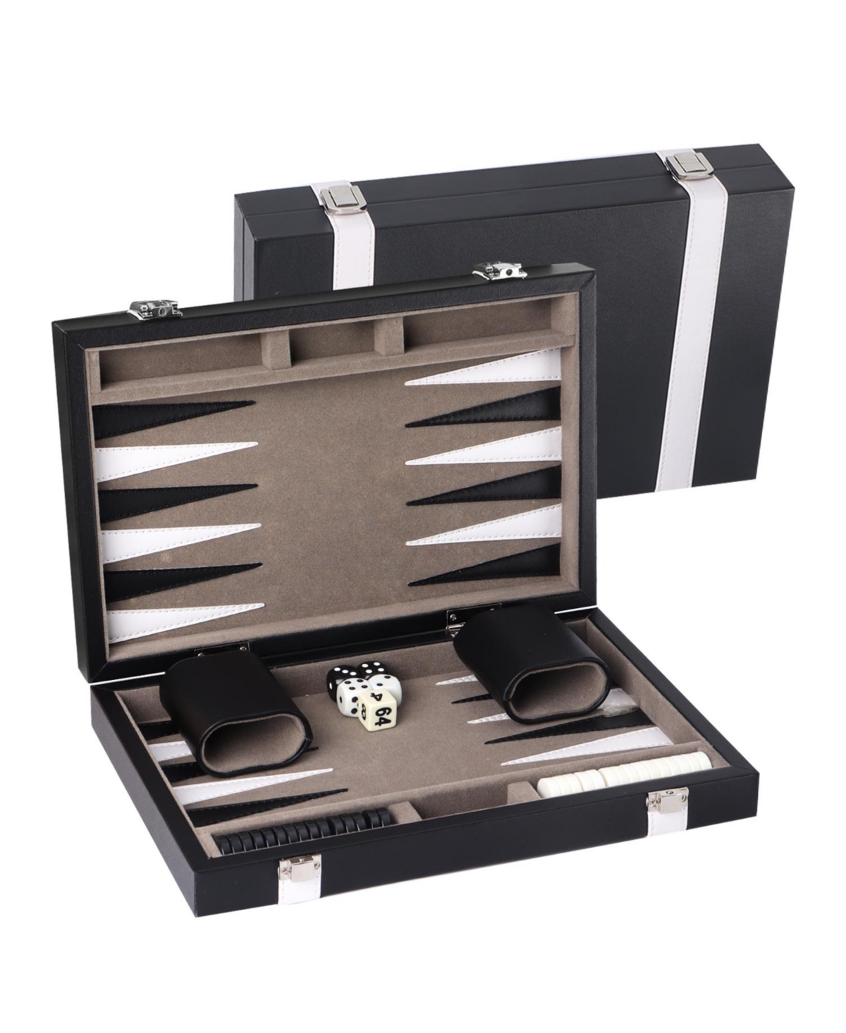 Gse Games & Sports Expert Premium Leather Backgammon Board Game Set, Set with Case -Black&Blue