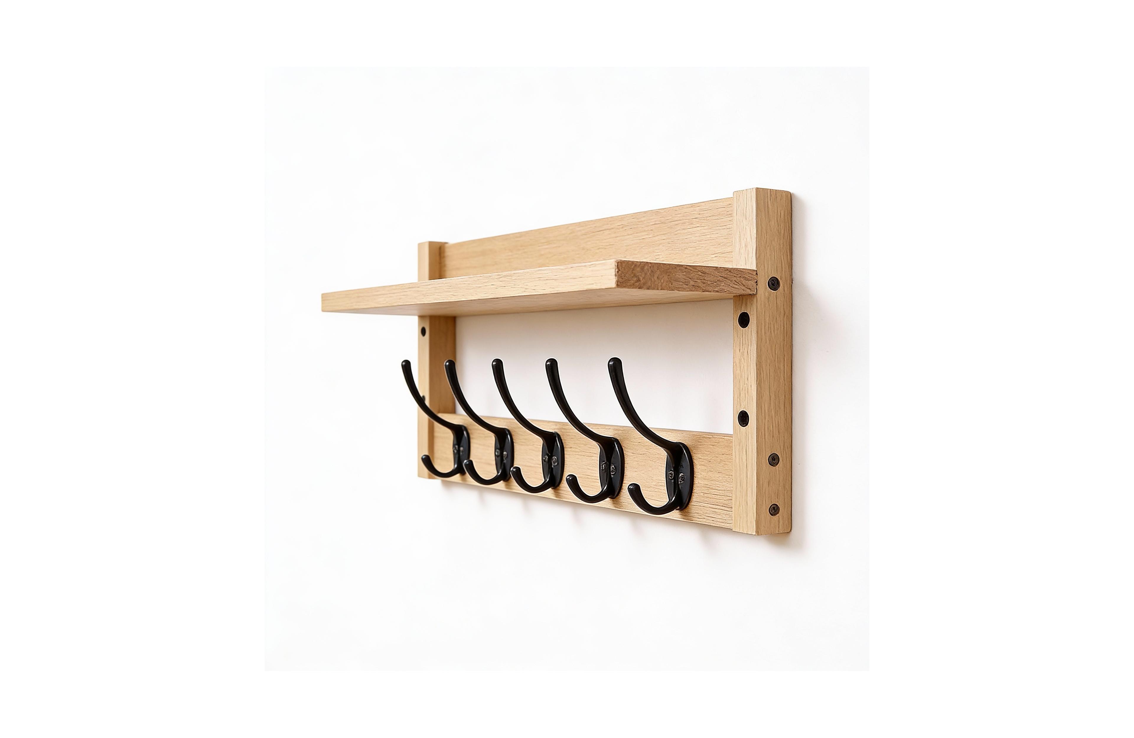 Yigii Wall-Mounted Coat Rack with Hooks and Shelf for Entryway