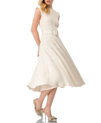 Women's Sleeveless Midi Dress with Belt