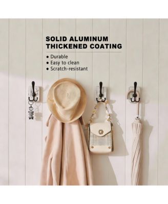 4 Pack Rustic Iron Hooks, Heavy Duty, Adhesive & Drill Mount, Farmhouse Decor