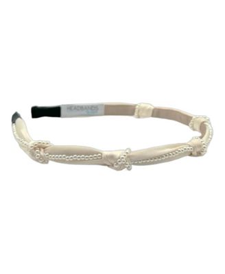 Women's Knotted Satin Headband - Ivory Pearl