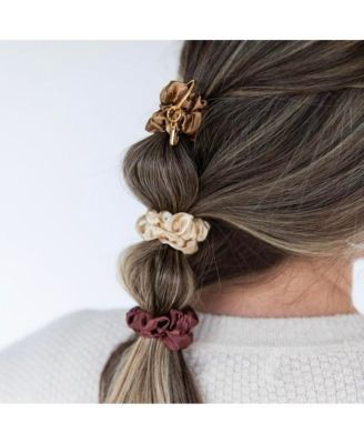 Women's Satin Scrunchie Set - Camel, Chestnut, Cream