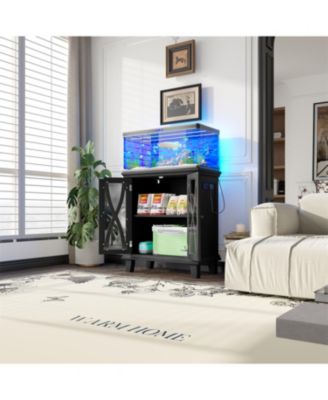 20 Gallon Aquarium Stand with Power Outlets & Cabinet,Farmhouse Tank Stand