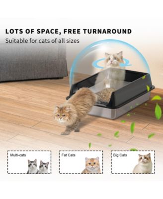 Stainless Steel Cat Litter Box in Black, Large Anti-Rust & Odor Control