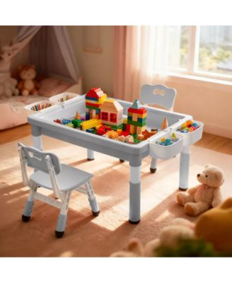 Kids Table and Chair Set, Activity Desk for Drawing, Building Blocks, and Play, Pink