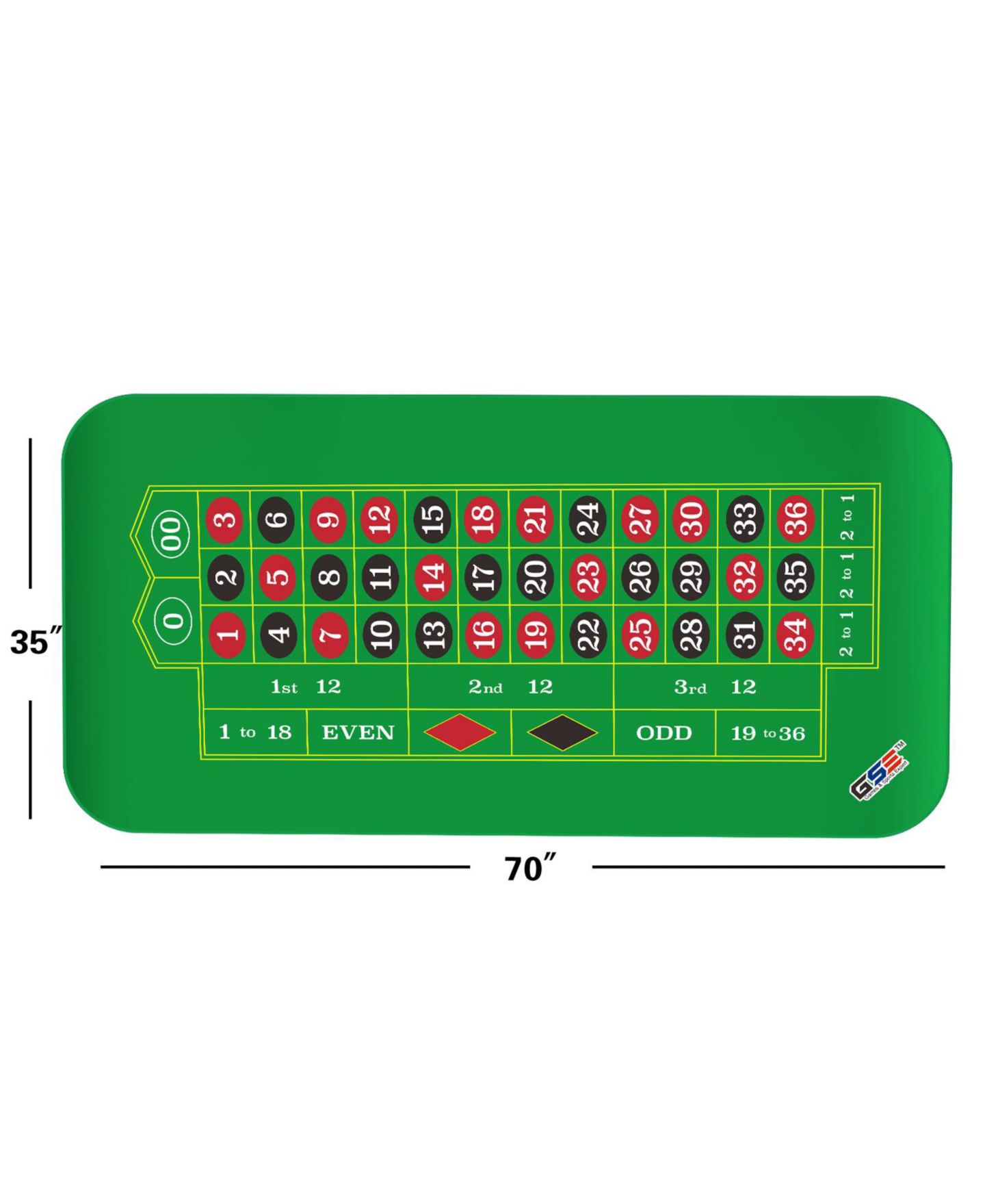 Детская игрушка GSE Games & Sports Expert Casino Roulette Tabletop Layout Mat, 70" x 35", Ages 3+ — фото 2