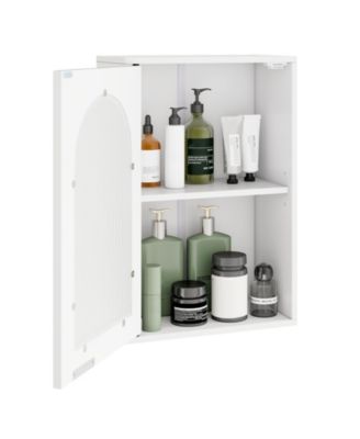 Bathroom Wall Storage Cabinet with Tempered Glass Door and Adjustable Shelf
