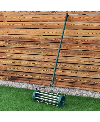 Rolling Garden Lawn Aerator Roller Home Grass Steel Handle