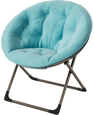Faux Fur Saucer Chair - Oversized Foldable Moon Chair, 300lb Capacity for Bedroom