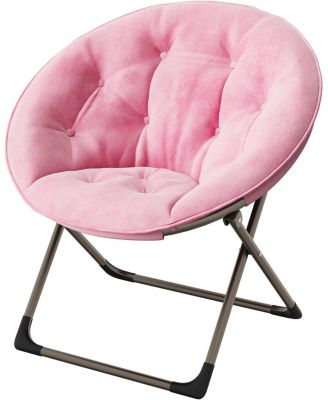 Faux Fur Saucer Chair - Oversized Foldable Moon Chair, 300lb Capacity for Bedroom