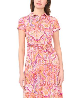 Women's Short-Sleeve Zipper Midi Dress