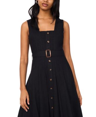 Women's Button-Front Square Neck Dress