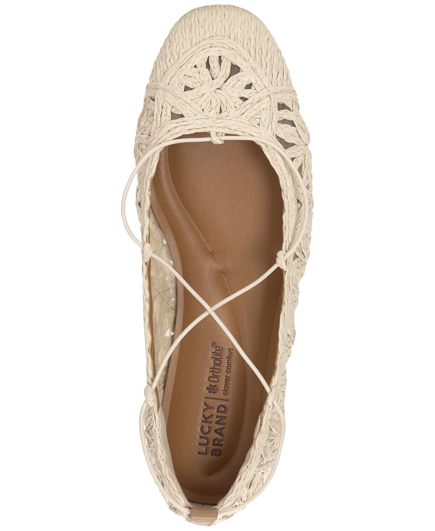 Женские балетки Lucky Brand Tennyr Laced Raffia Ballet Flats, цвет: Натуральный — фото 4