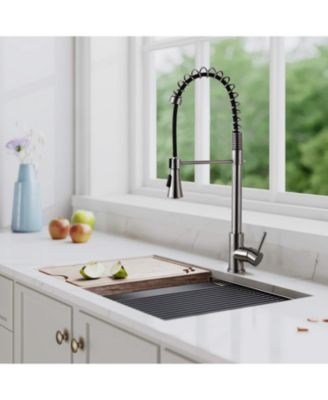 Kitchen Faucet, with Pull Down, Sprayer Single Hole Stainless Steel Sink Faucet, for Farmhouses, RV, Laundry Room, Outdoor, and Campers