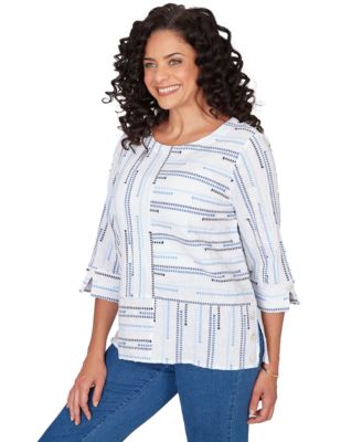 Petite Classics Spliced Stripe Crewneck Top